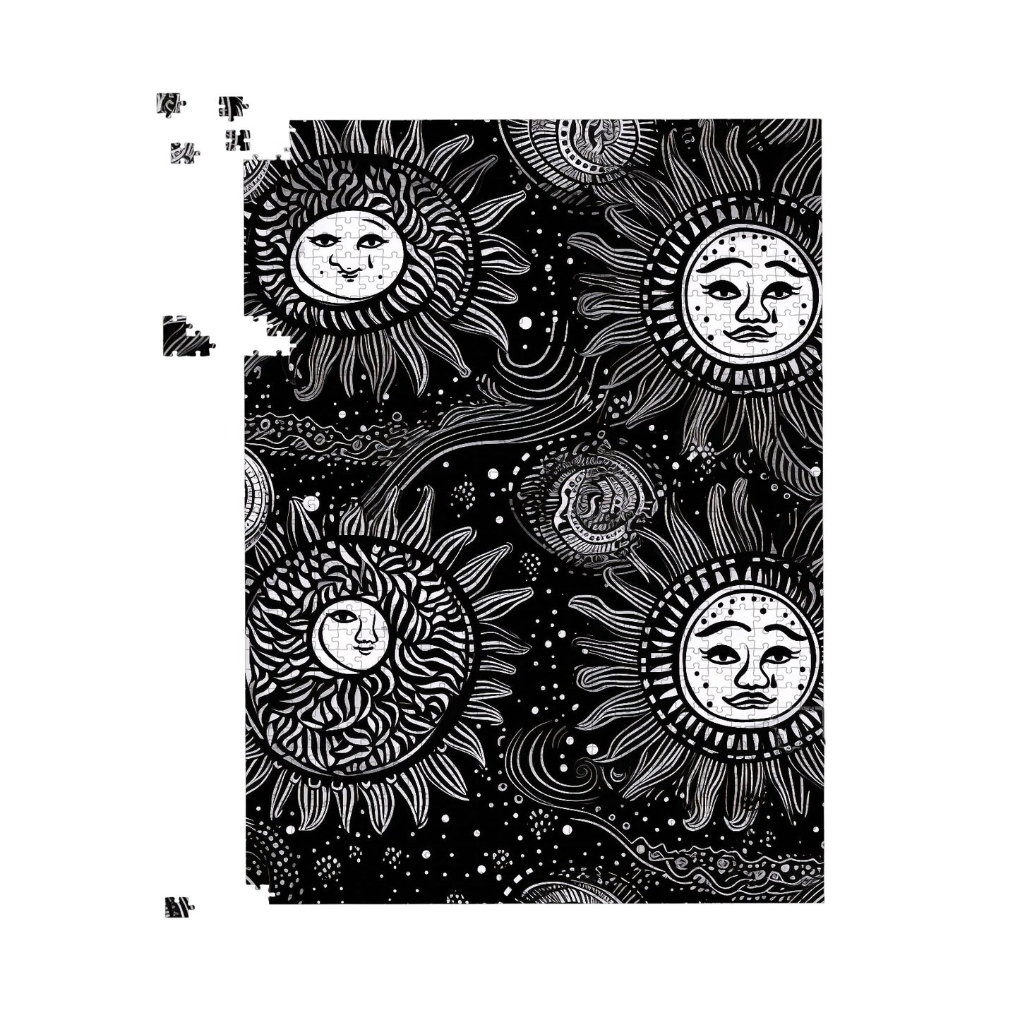 Moon and Sun White Black Jigsaw Puzzle