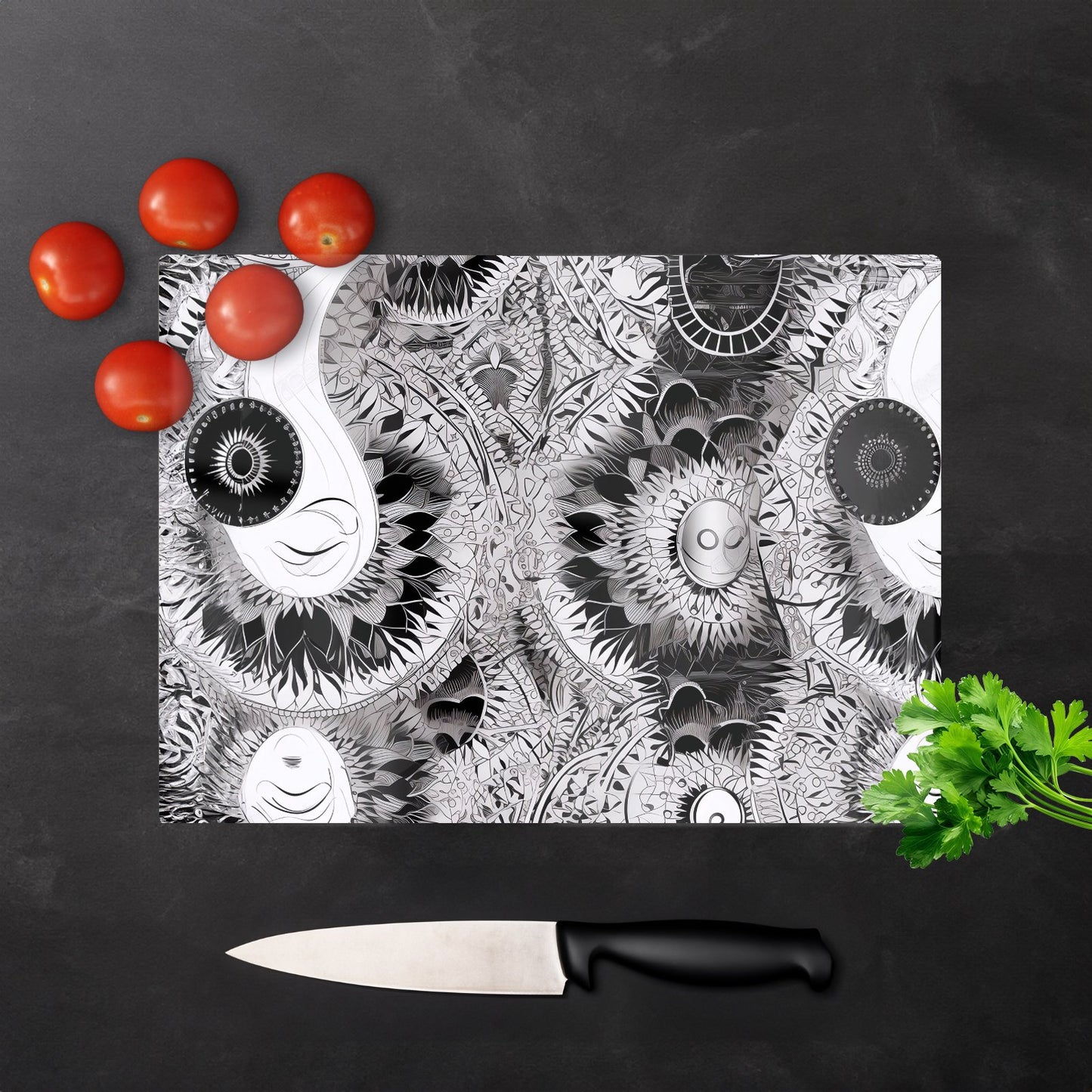 Abstract Moon And Sun Glass Chopping Board