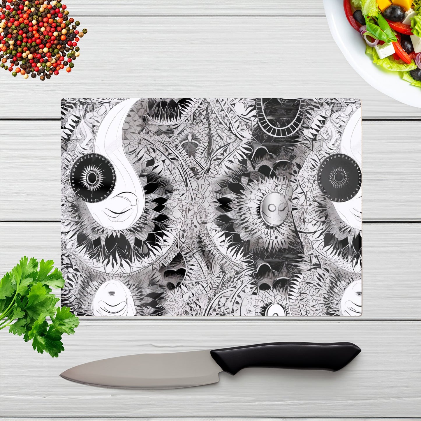 Abstract Moon And Sun Glass Chopping Board