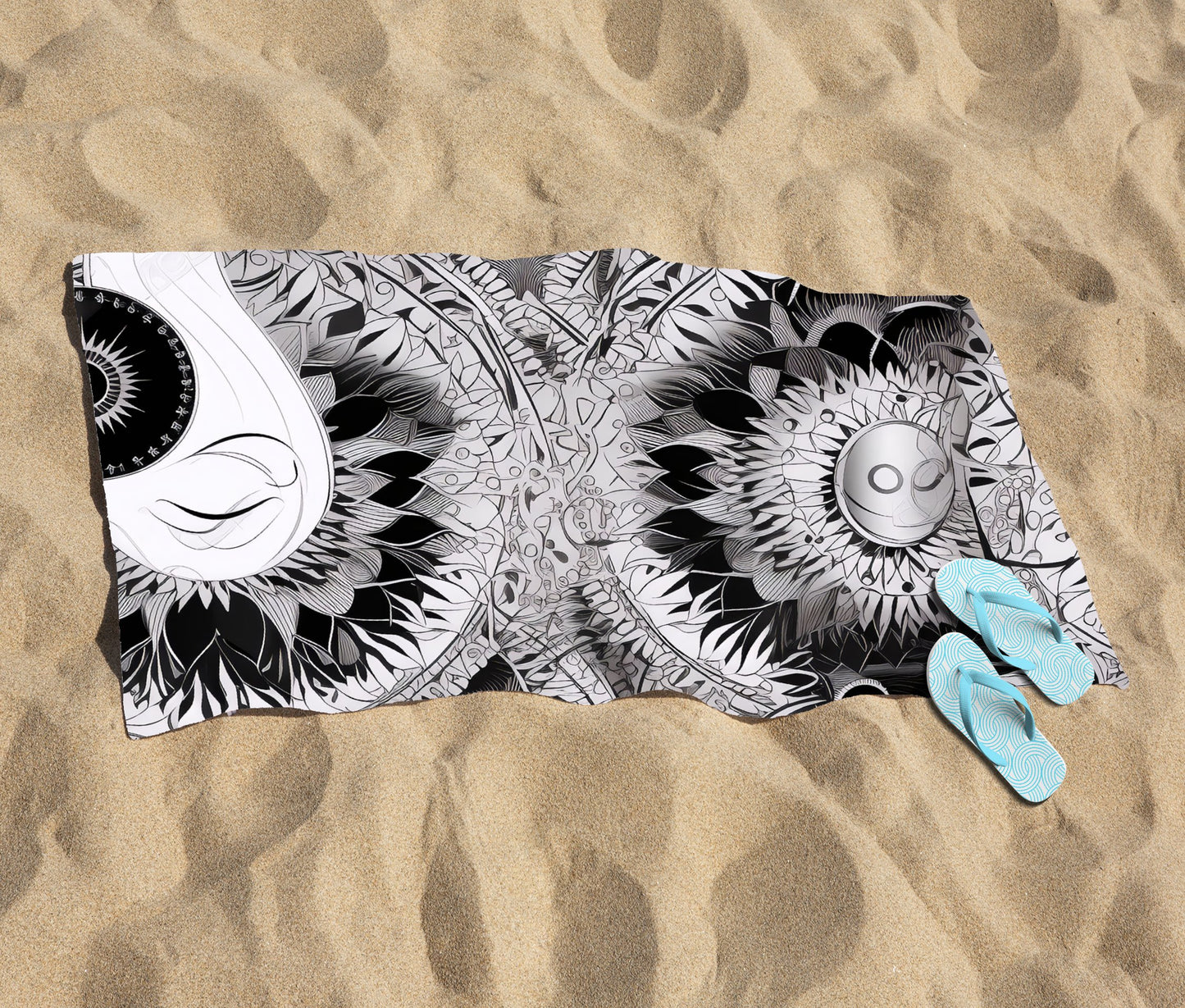Abstract Moon and Sun Beach Towel