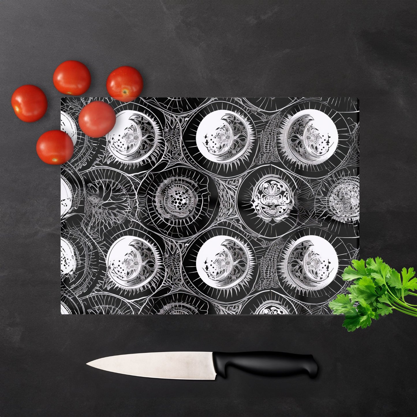 Black White Moon And Sun Glass Chopping Board