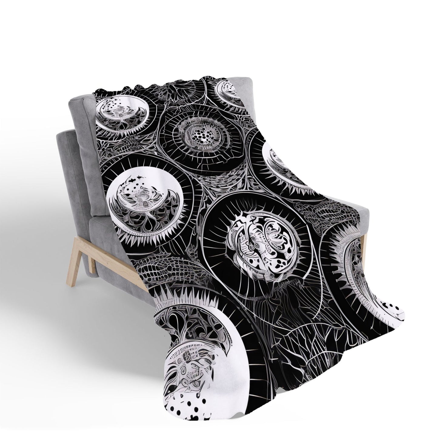 Black White Moon and Sun Sherpa Blanket