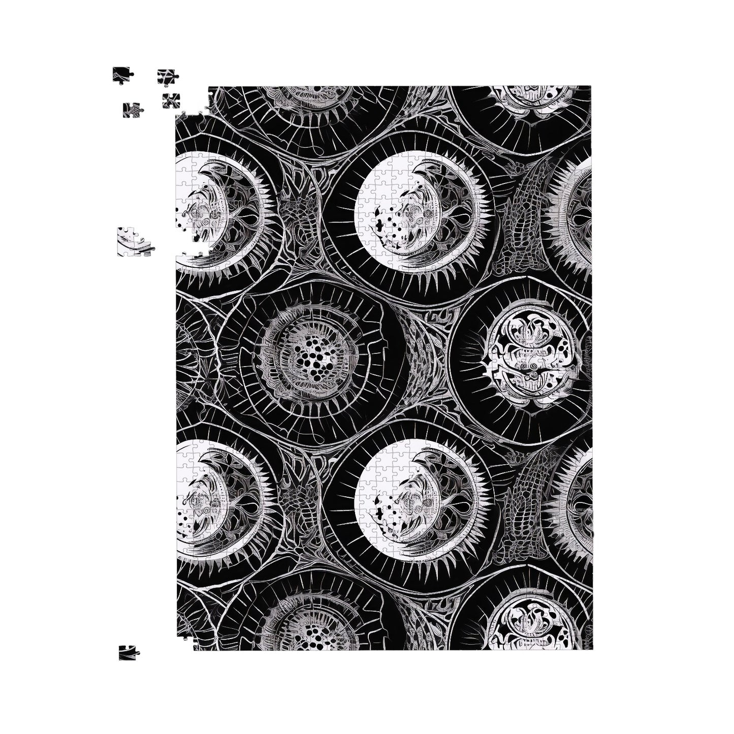 Black White Moon and Sun Jigsaw Puzzle