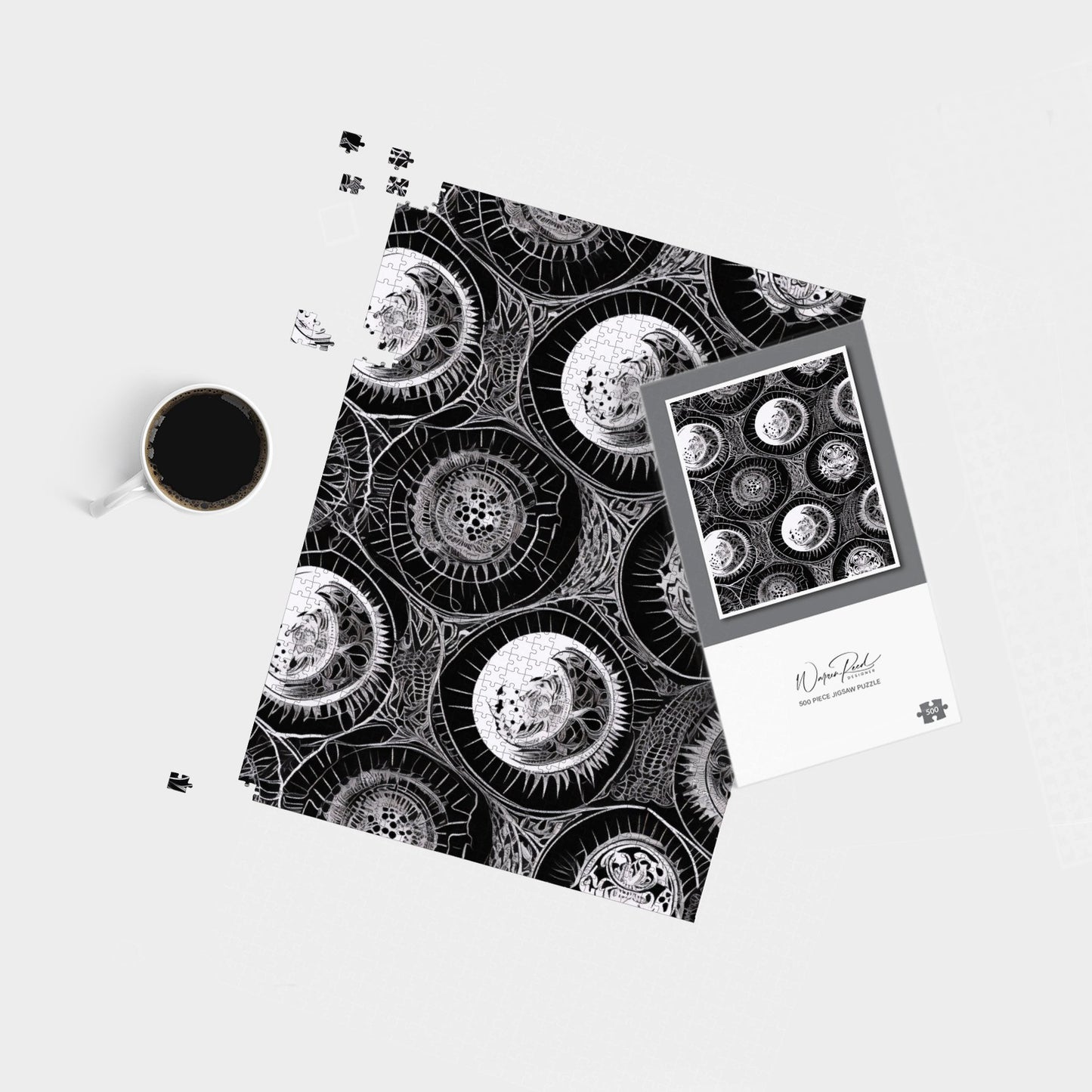 Black White Moon and Sun Jigsaw Puzzle