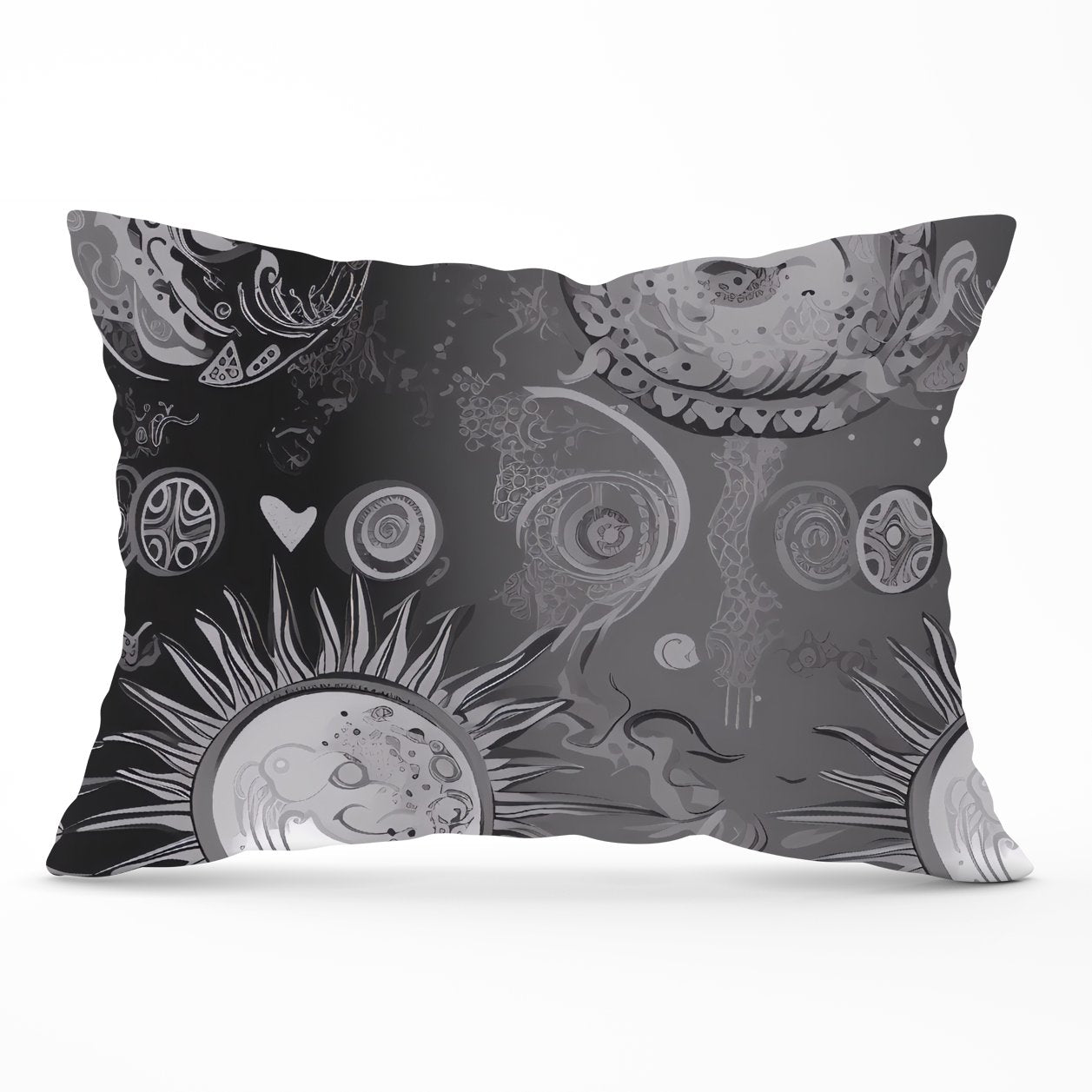 Black Grey Abstract Sun and Moon Cushions