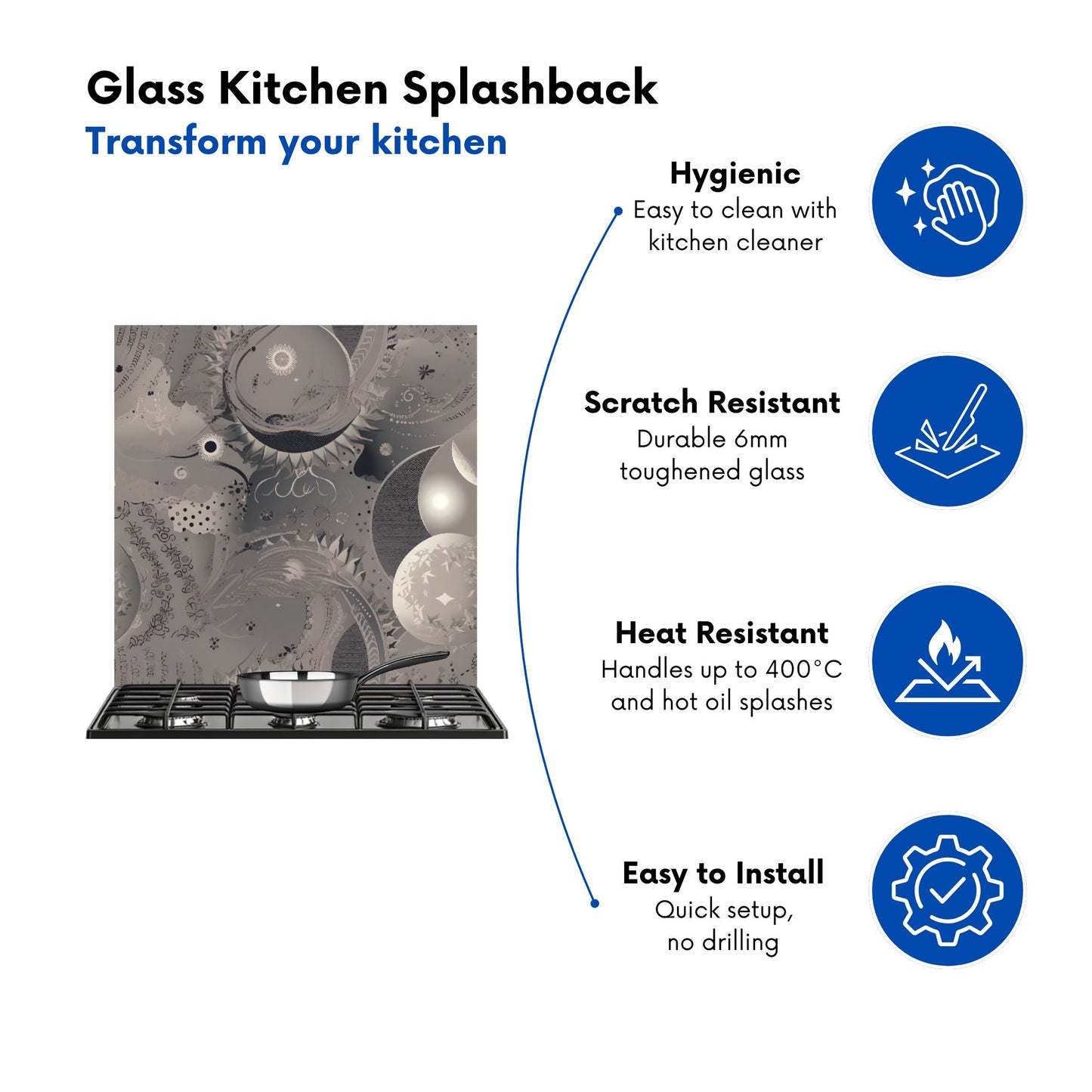 Abstract Moon Shapes Kitchen Splashback