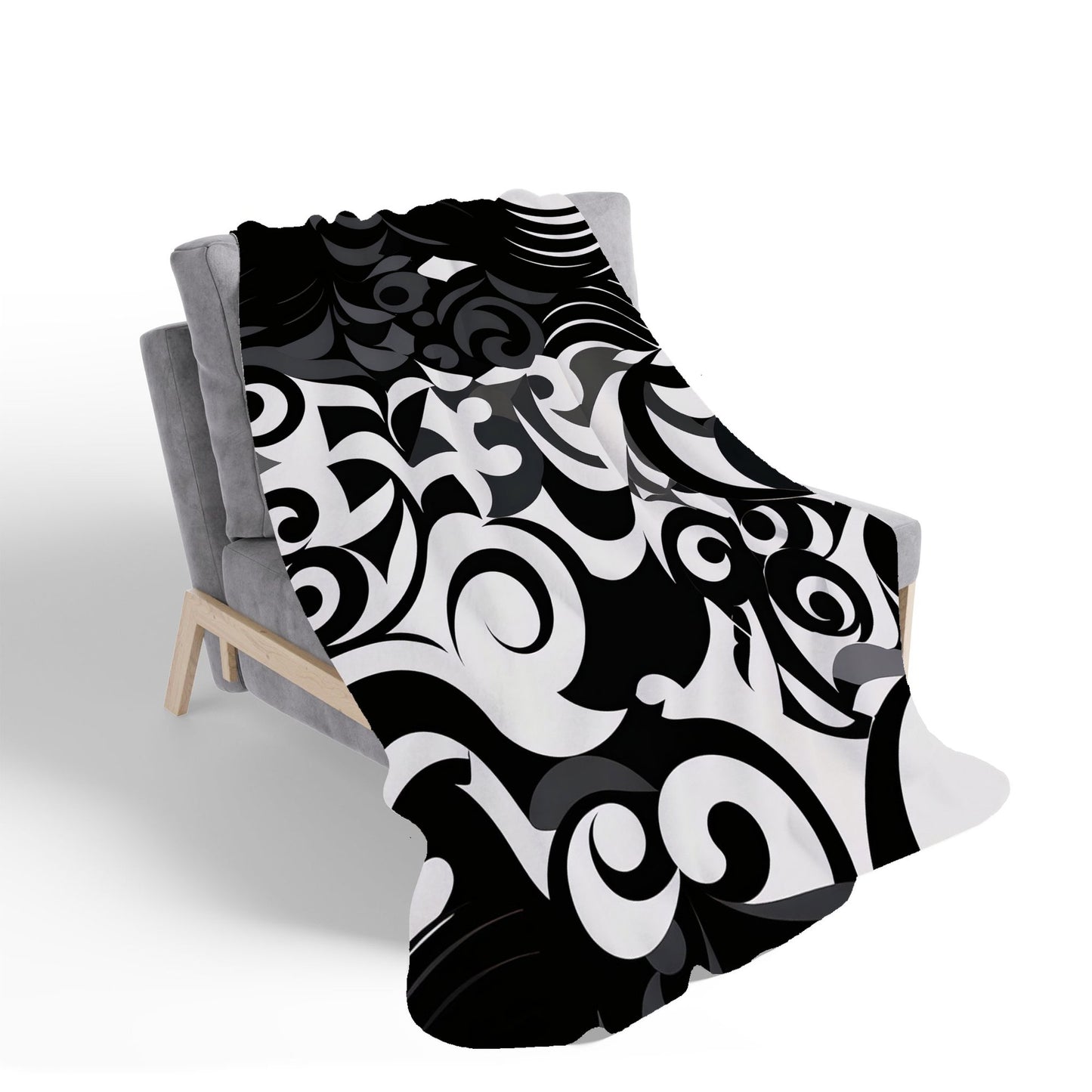 Black Grey Abstract Sherpa Blanket