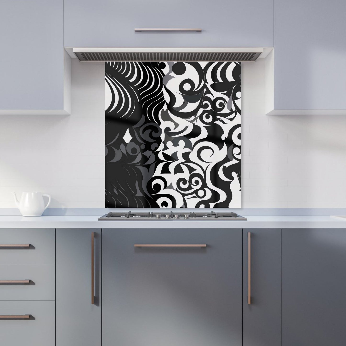 Black Grey Abstract Kitchen Splashback
