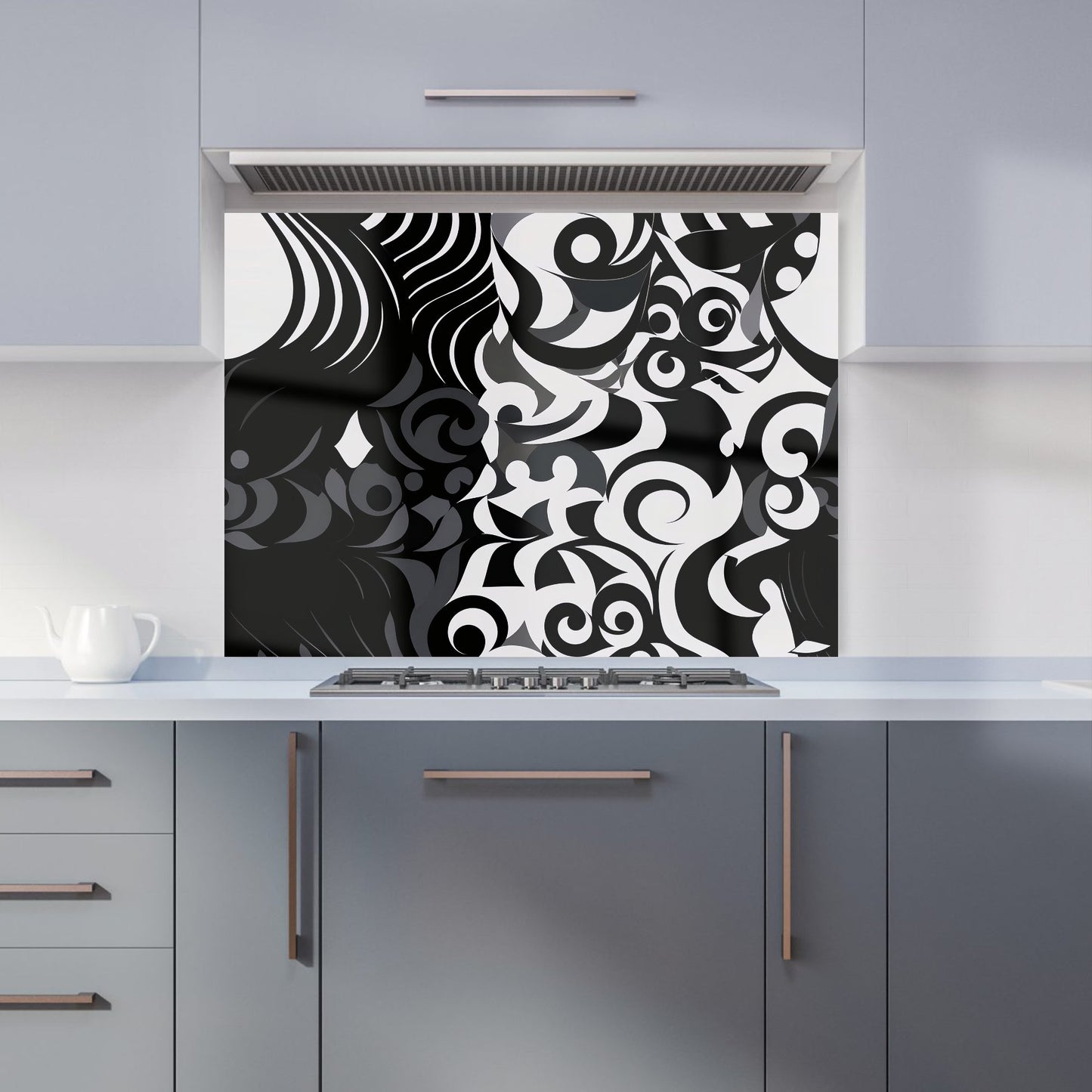 Black Grey Abstract Kitchen Splashback