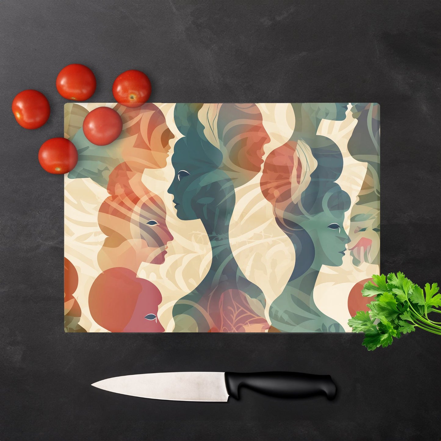Coloured Silhouette Glass Chopping Board