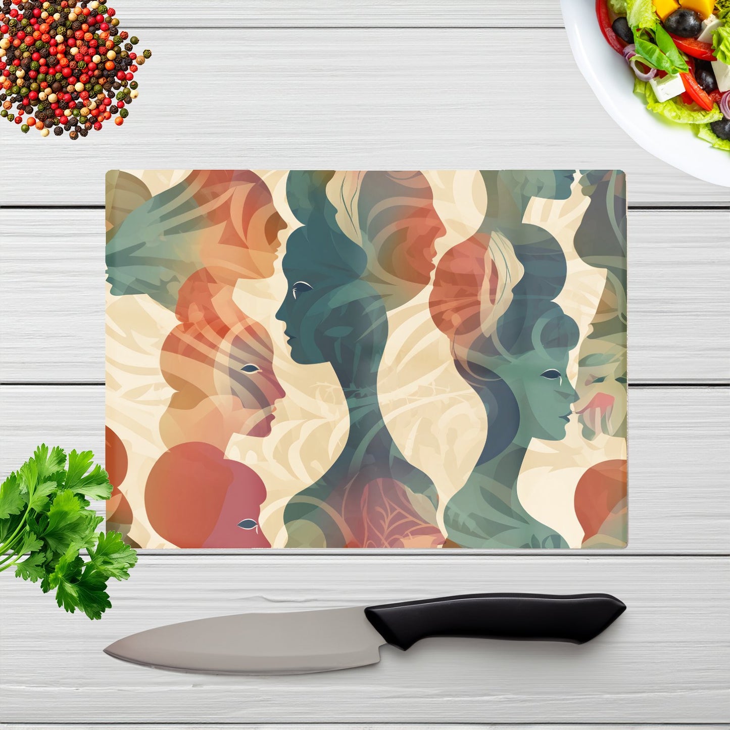 Coloured Silhouette Glass Chopping Board