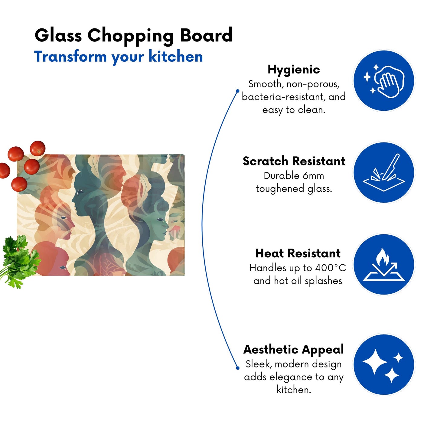 Coloured Silhouette Glass Chopping Board
