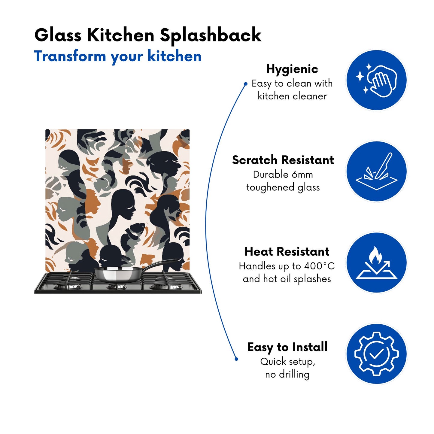 Abstract Grey Brown Silhouette Kitchen Splashback