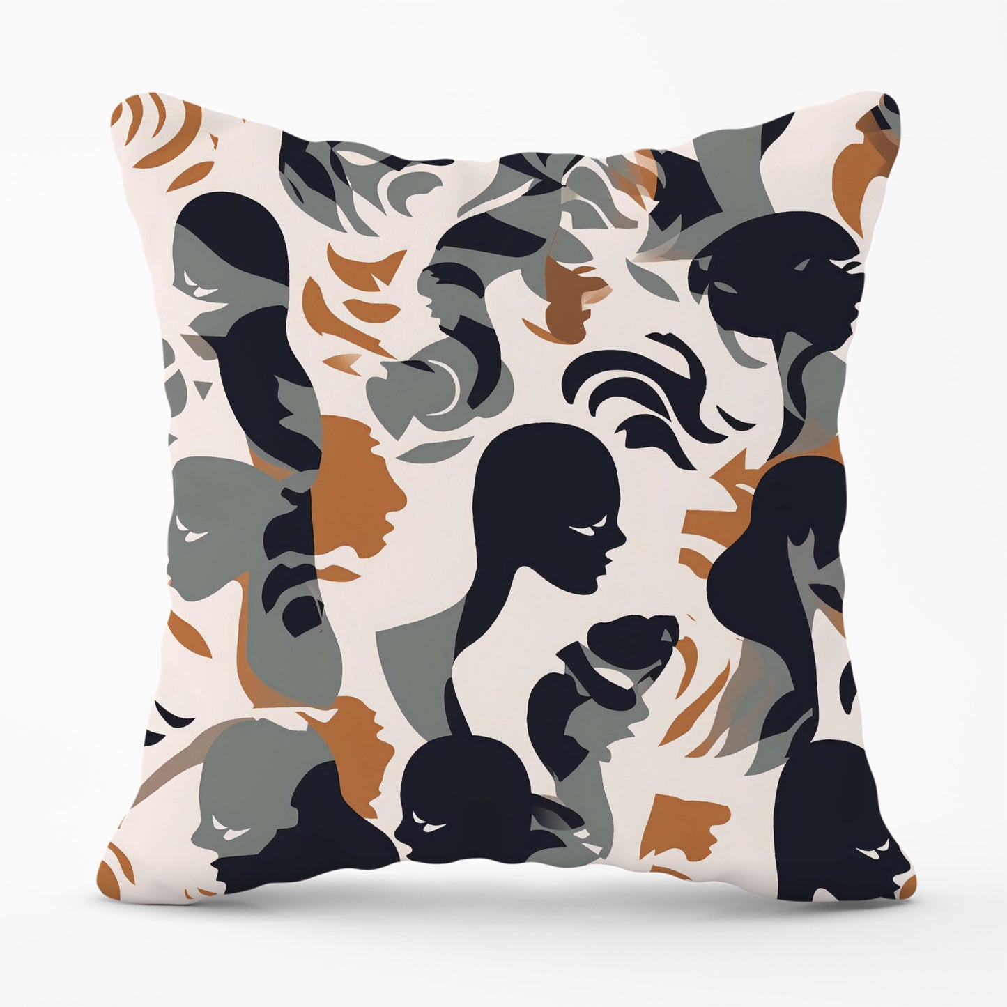 Abstract Grey Brown Silhouette Cushions