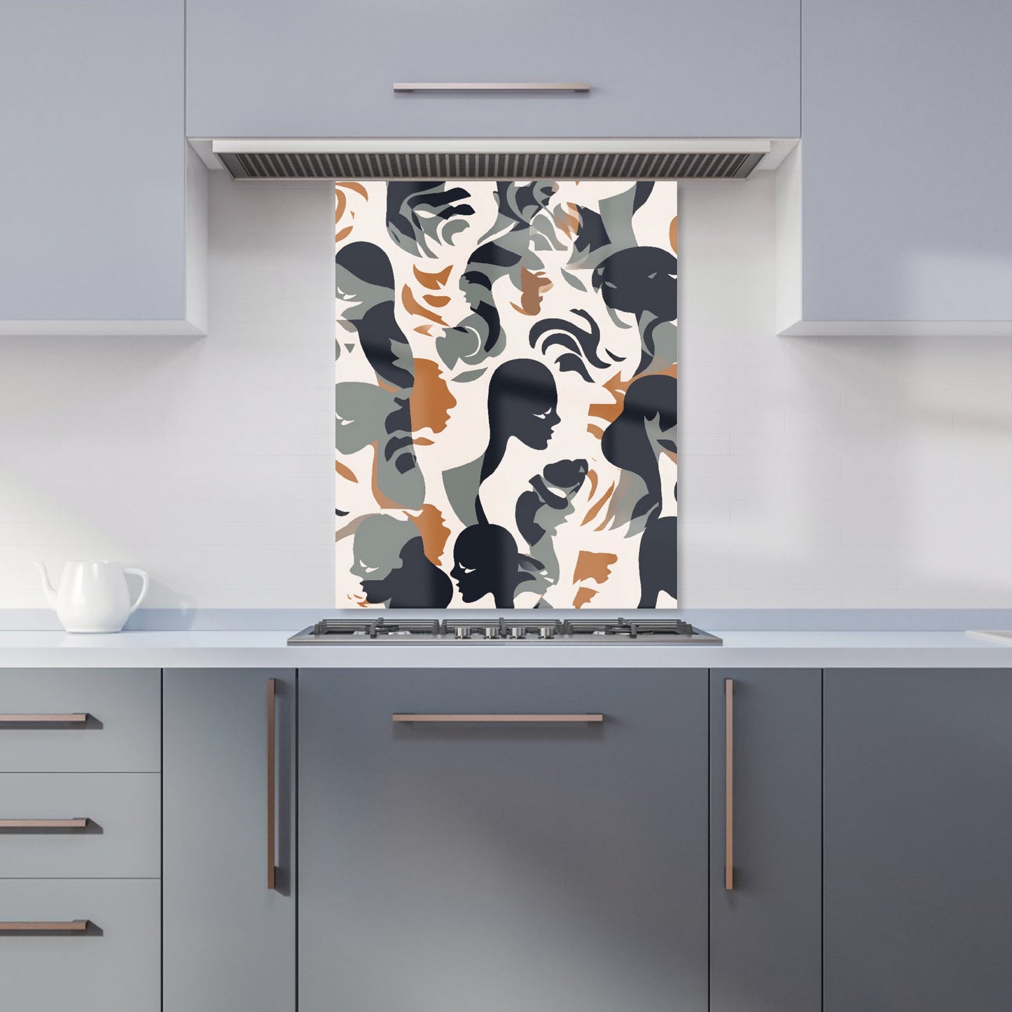 Abstract Grey Brown Silhouette Kitchen Splashback