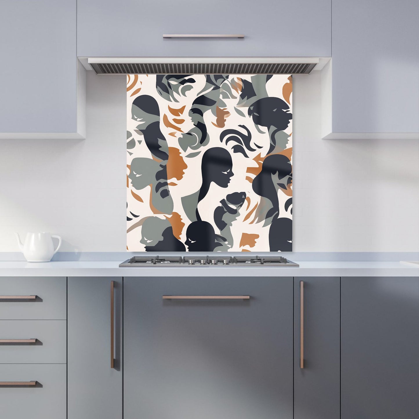 Abstract Grey Brown Silhouette Kitchen Splashback