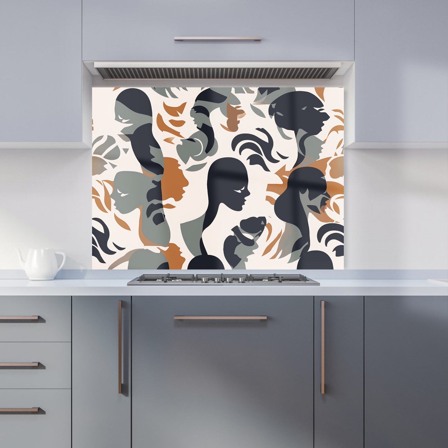 Abstract Grey Brown Silhouette Kitchen Splashback