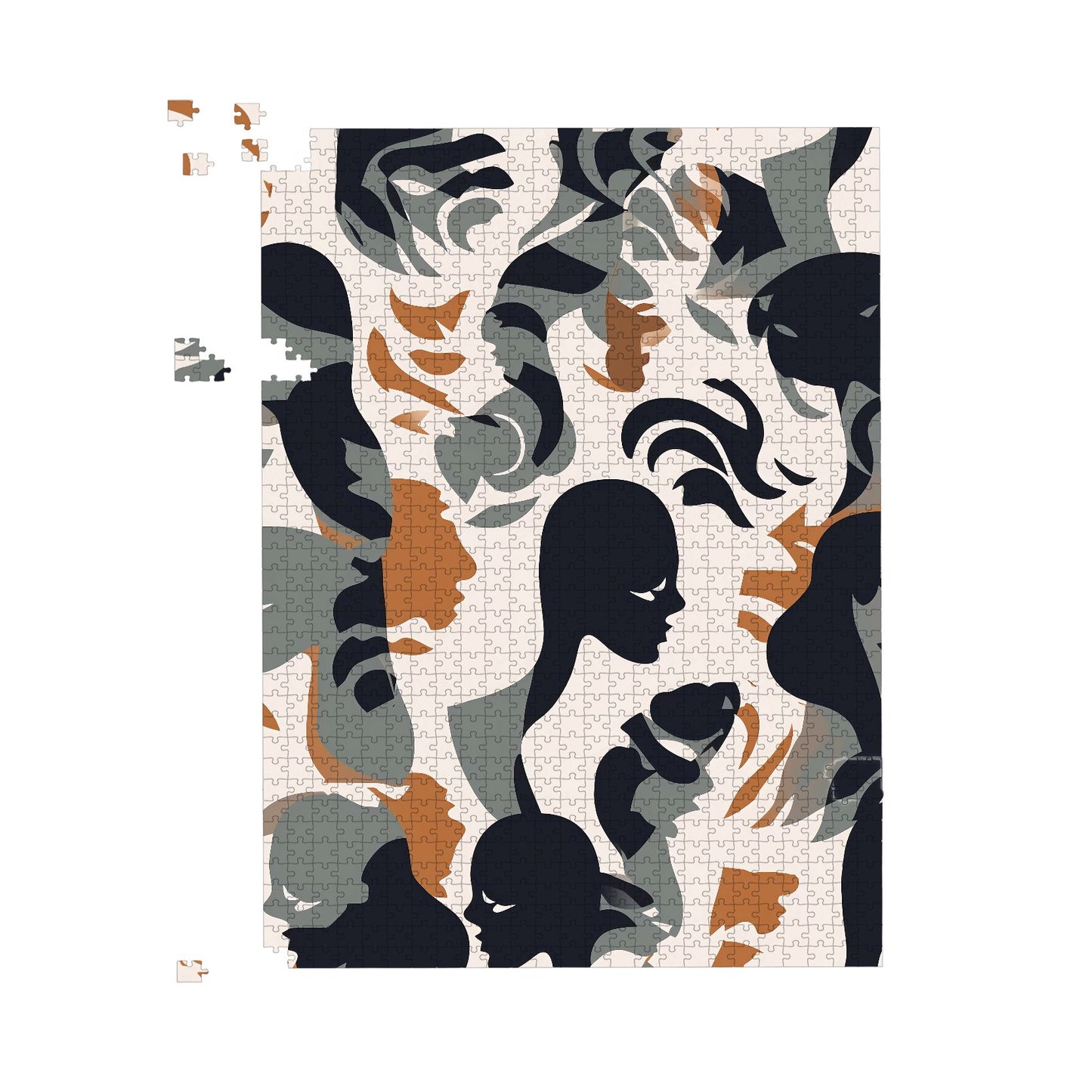 Abstract Grey Brown Silhouette Jigsaw Puzzle