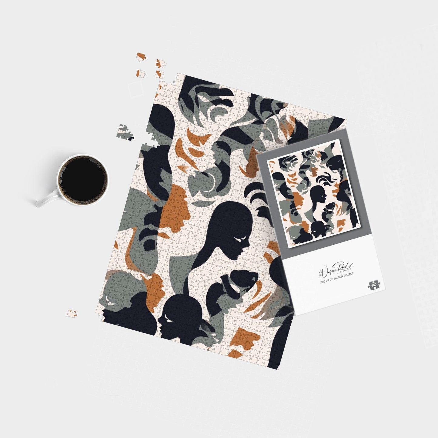 Abstract Grey Brown Silhouette Jigsaw Puzzle