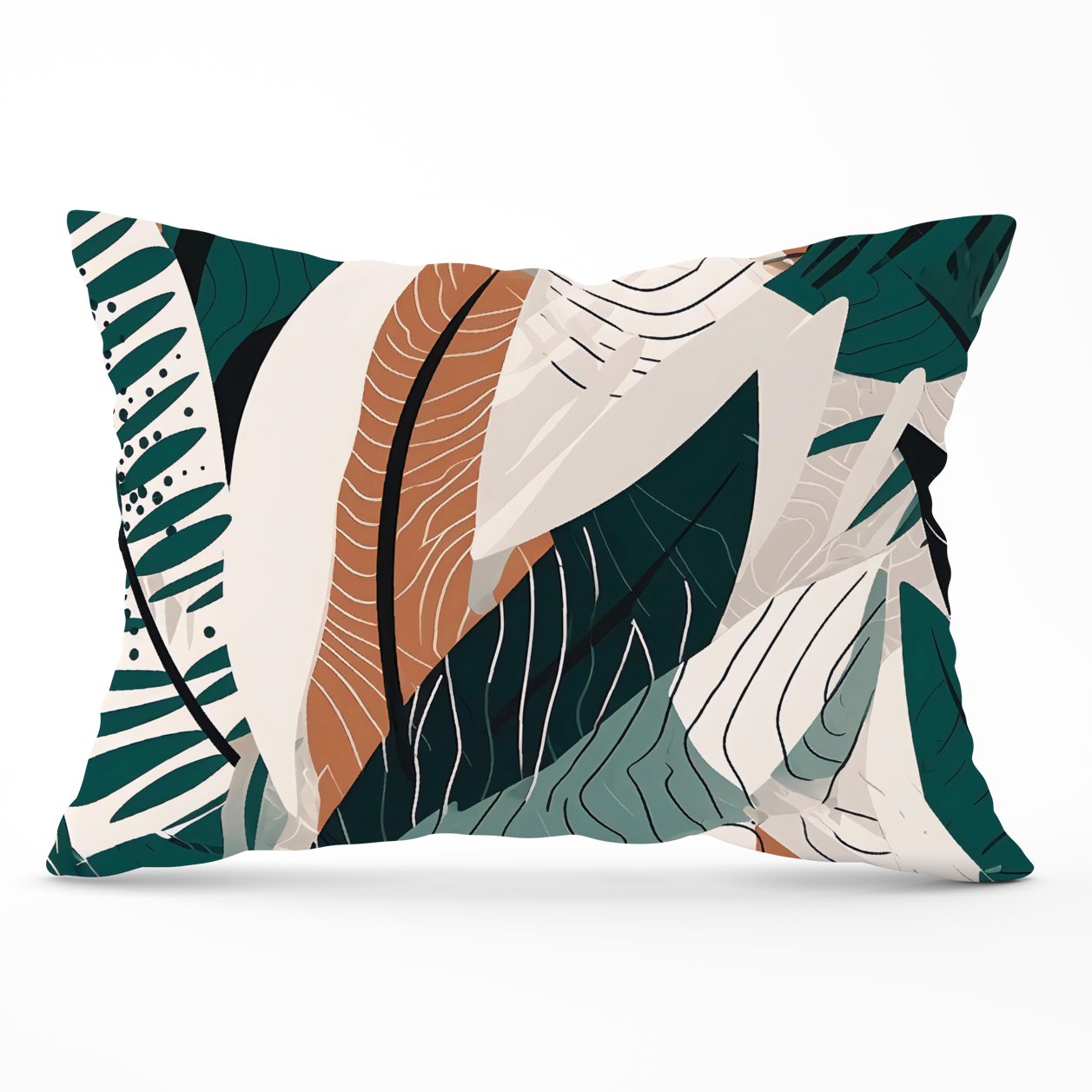 Autumn Tropical Leaves Green Brown Cushions