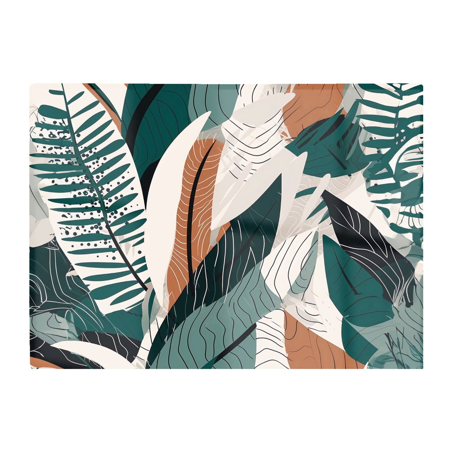 Autumn Tropical Leaves Green Brown Glass Chopping Board