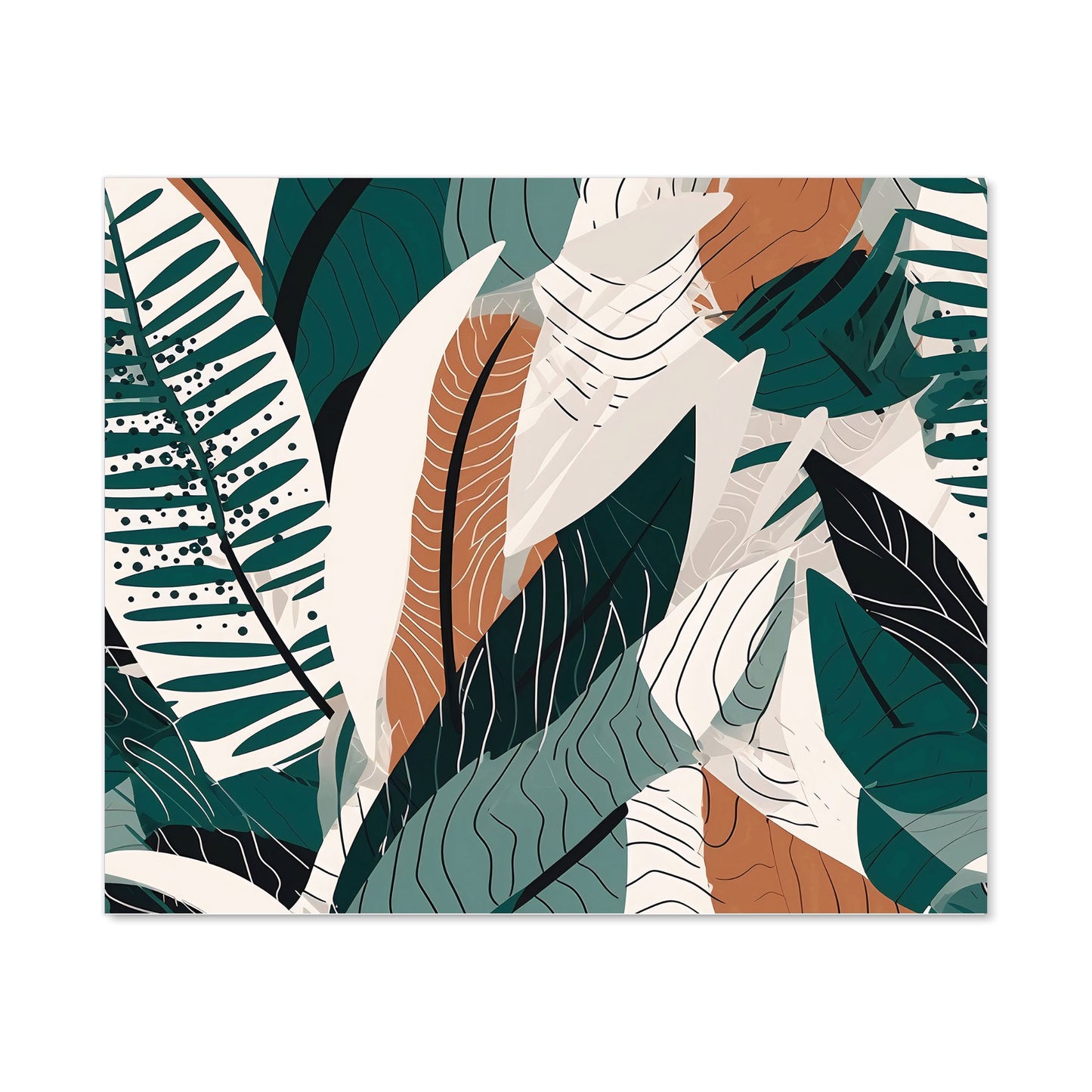 Autumn Tropical Leaves Green Brown Kitchen Splashback