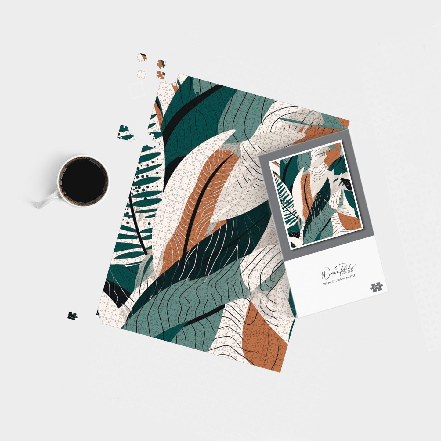 Autumn Tropical Leaves Green Brown Jigsaw Puzzle
