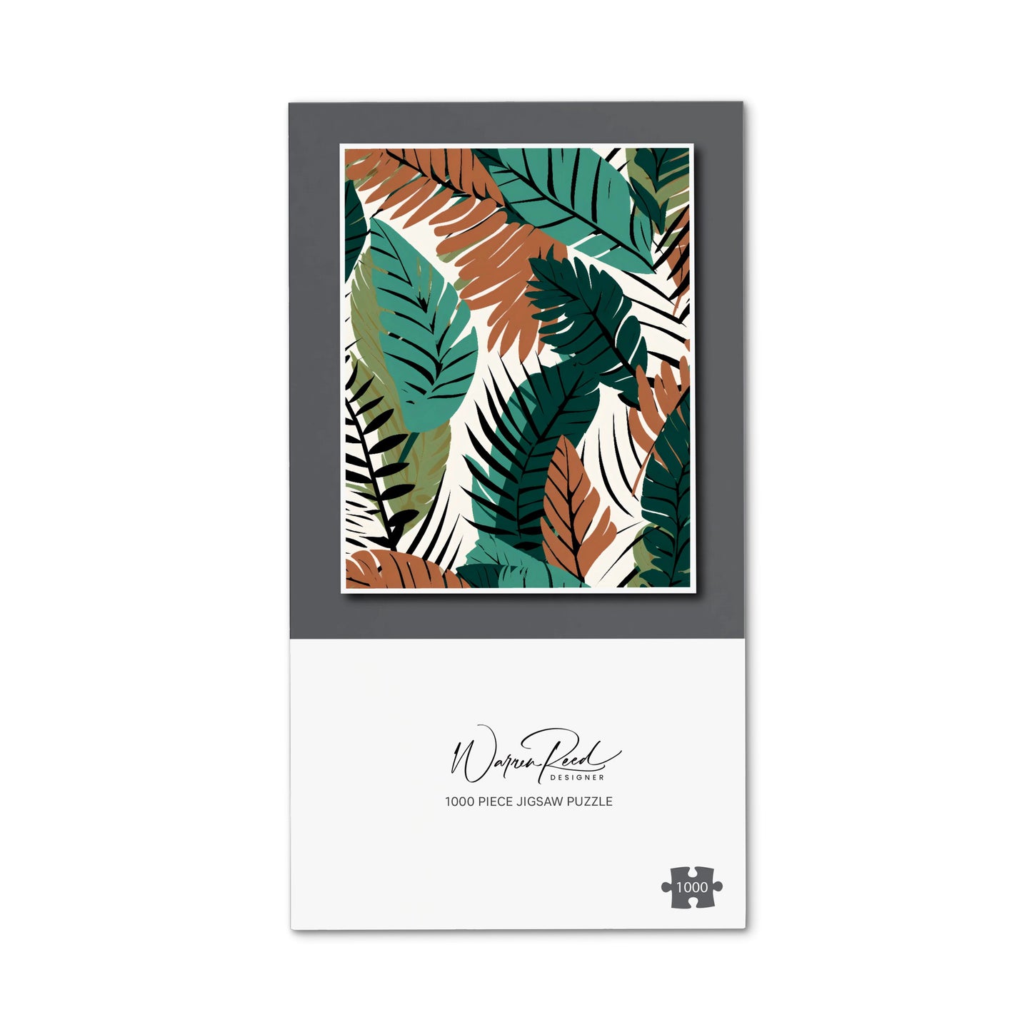 Tropical Floral Leaves Green Brown Jigsaw Puzzle