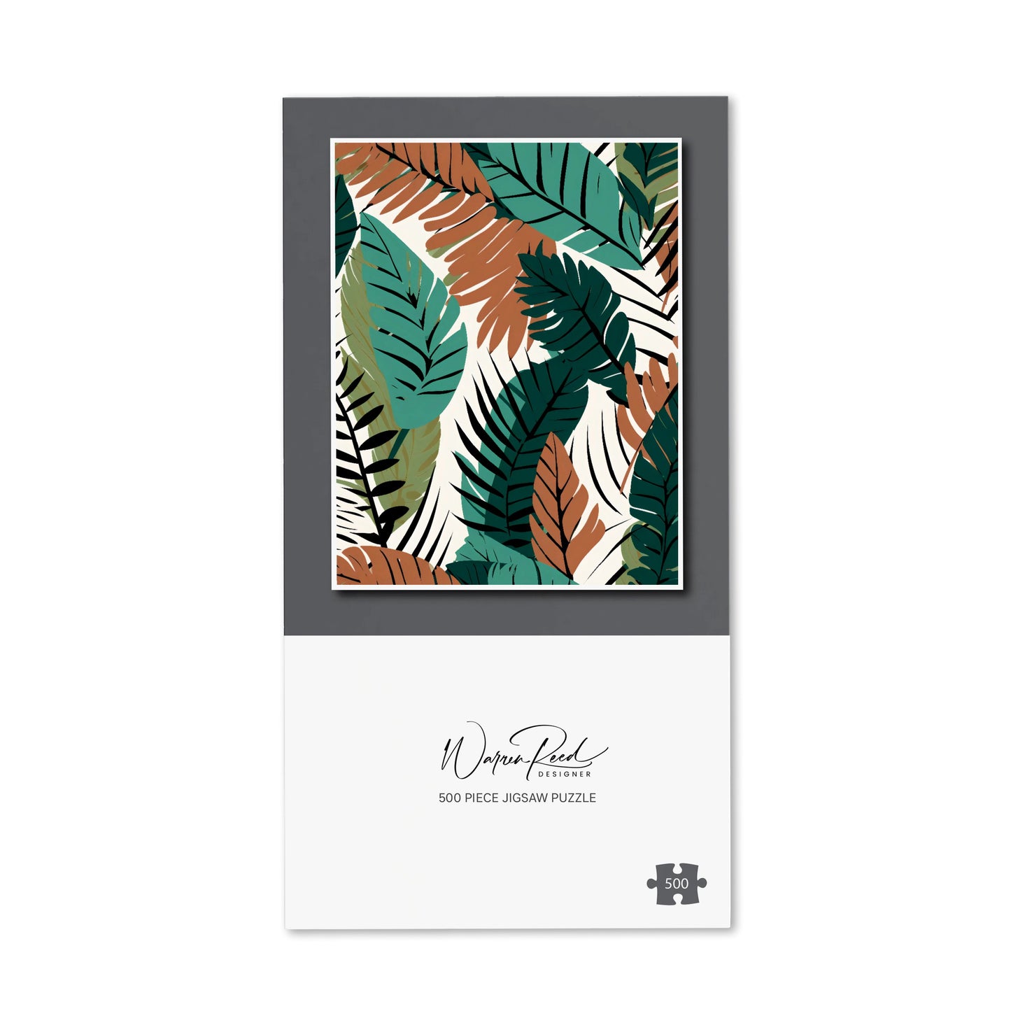 Tropical Floral Leaves Green Brown Jigsaw Puzzle