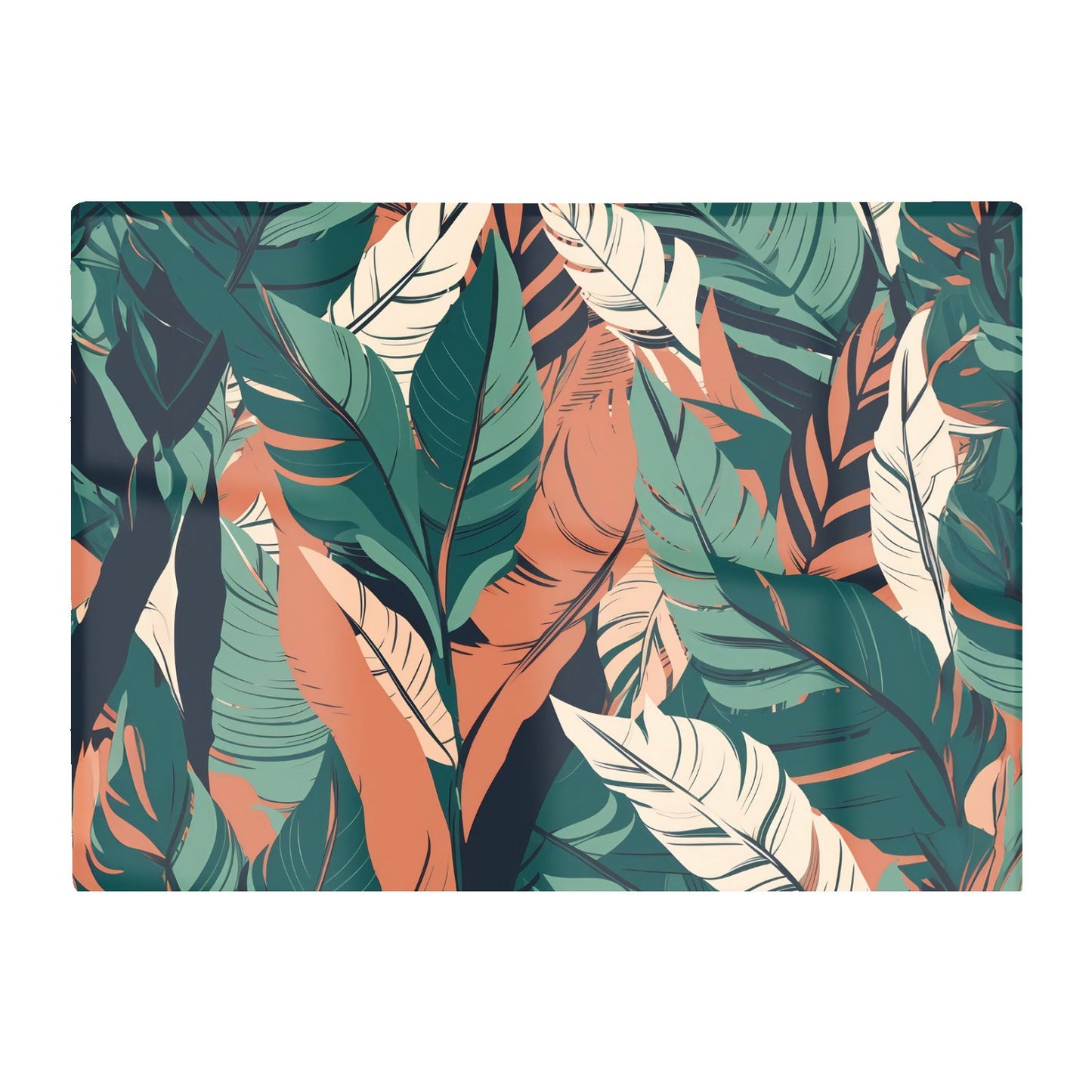 Autumn Tropical Leaves Glass Chopping Board
