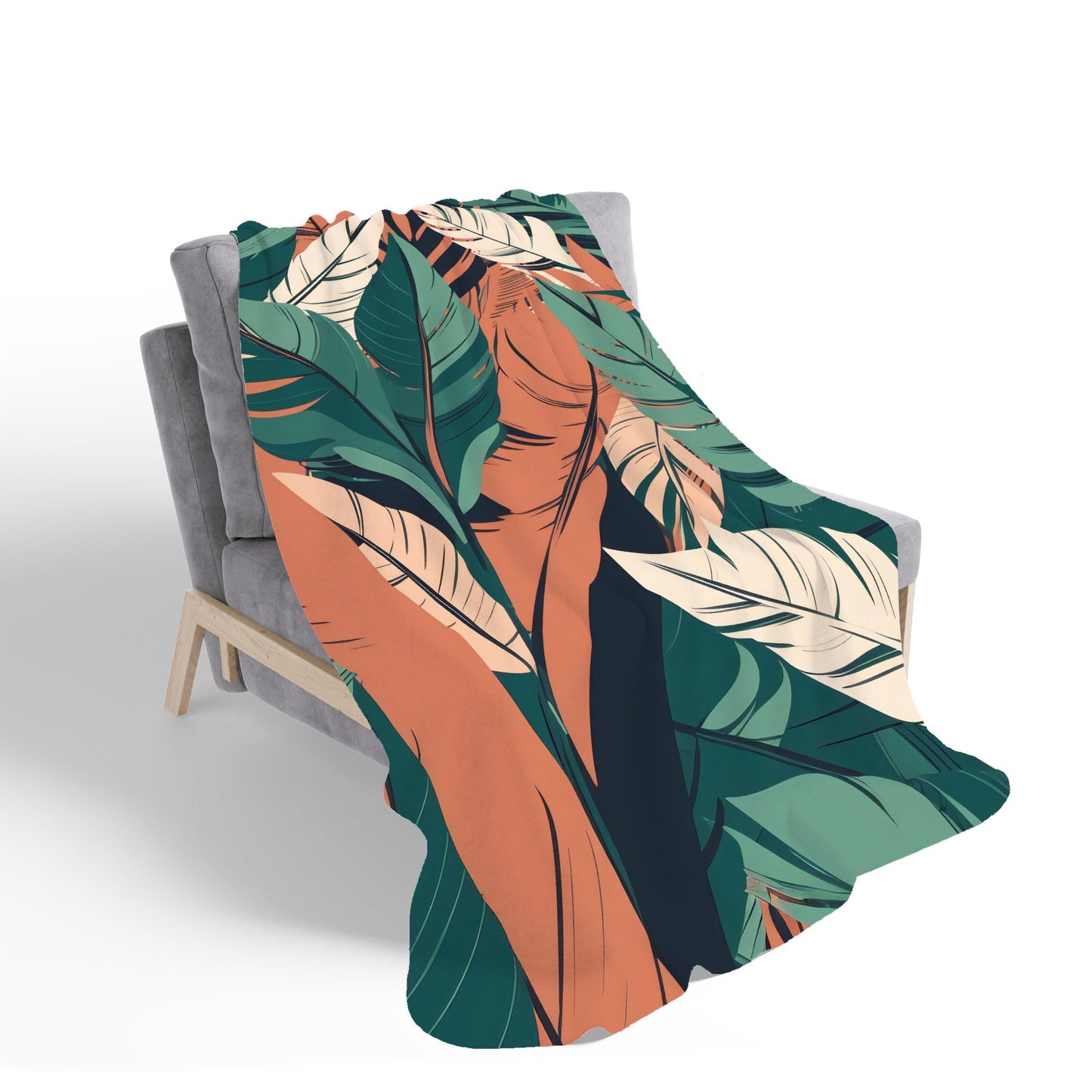 Autumn Tropical Leaves Sherpa Blanket