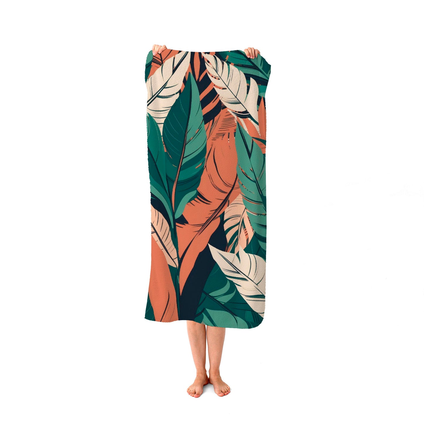 Autumn Tropical Leaves Beach Towel