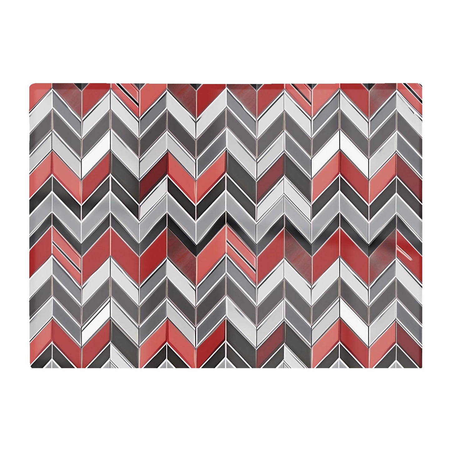 Red Grey Geometric Pattern Glass Chopping Board