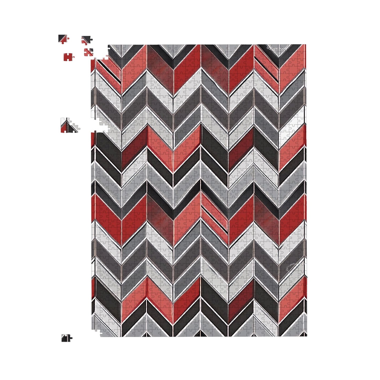 Red Grey Geometric Pattern Jigsaw Puzzle
