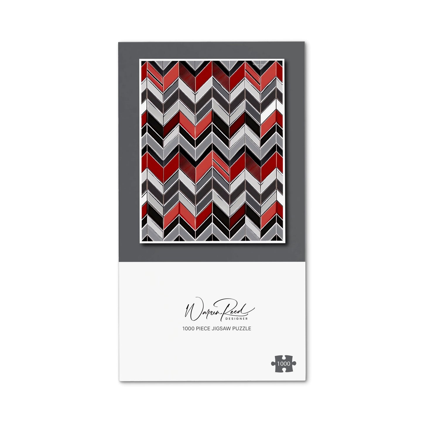 Red Grey Geometric Pattern Jigsaw Puzzle
