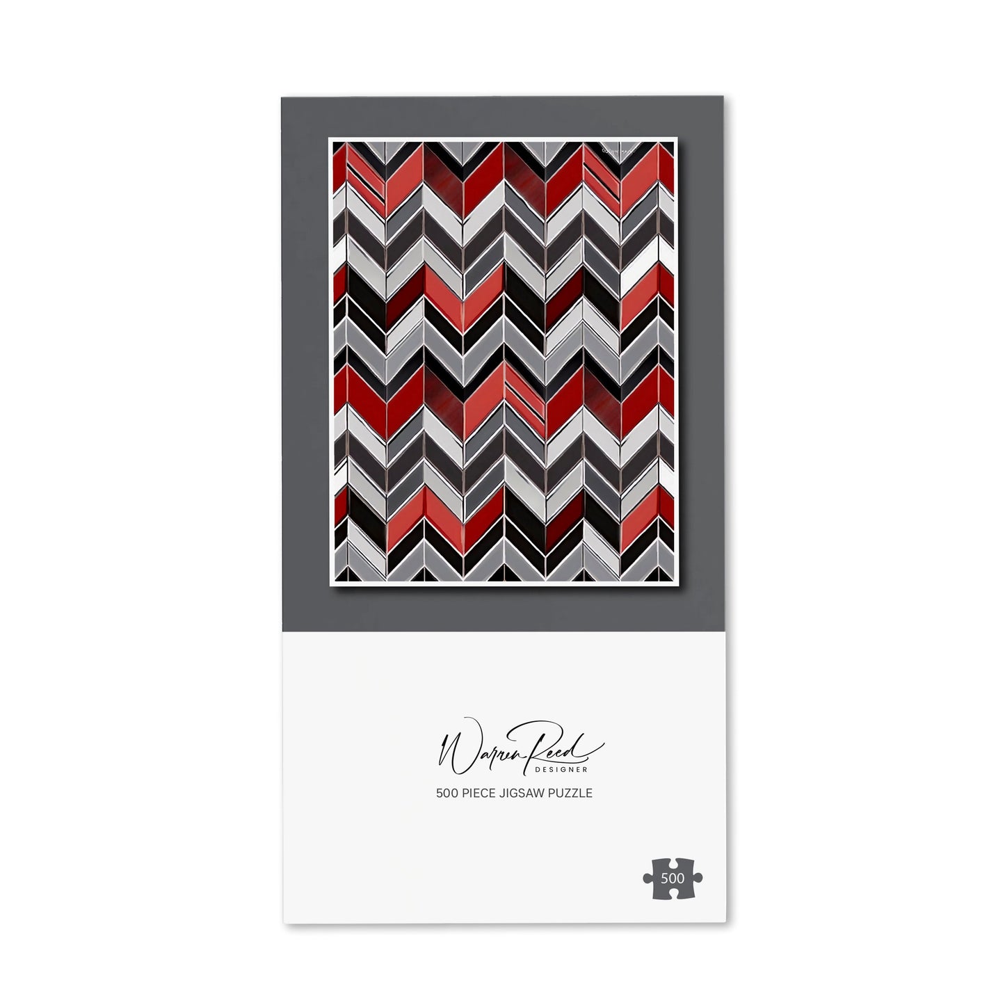 Red Grey Geometric Pattern Jigsaw Puzzle