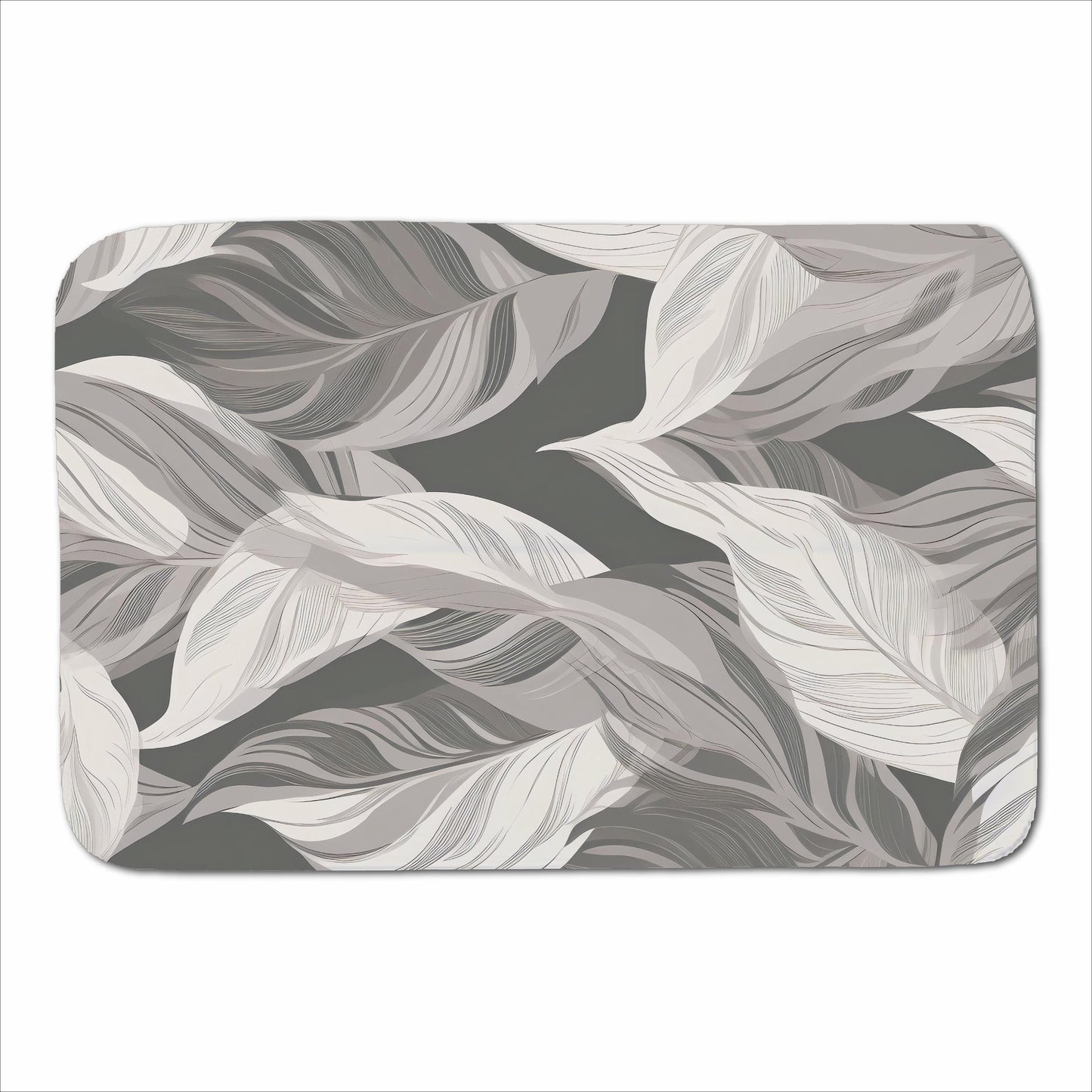 Grey Floral Leaves Sherpa Blanket