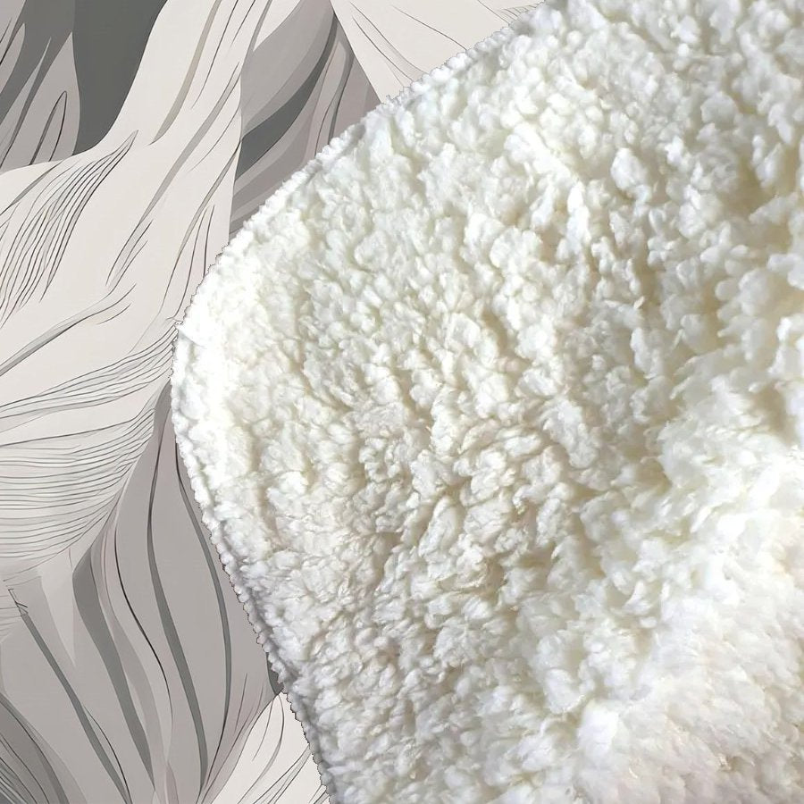 Grey Floral Leaves Sherpa Blanket
