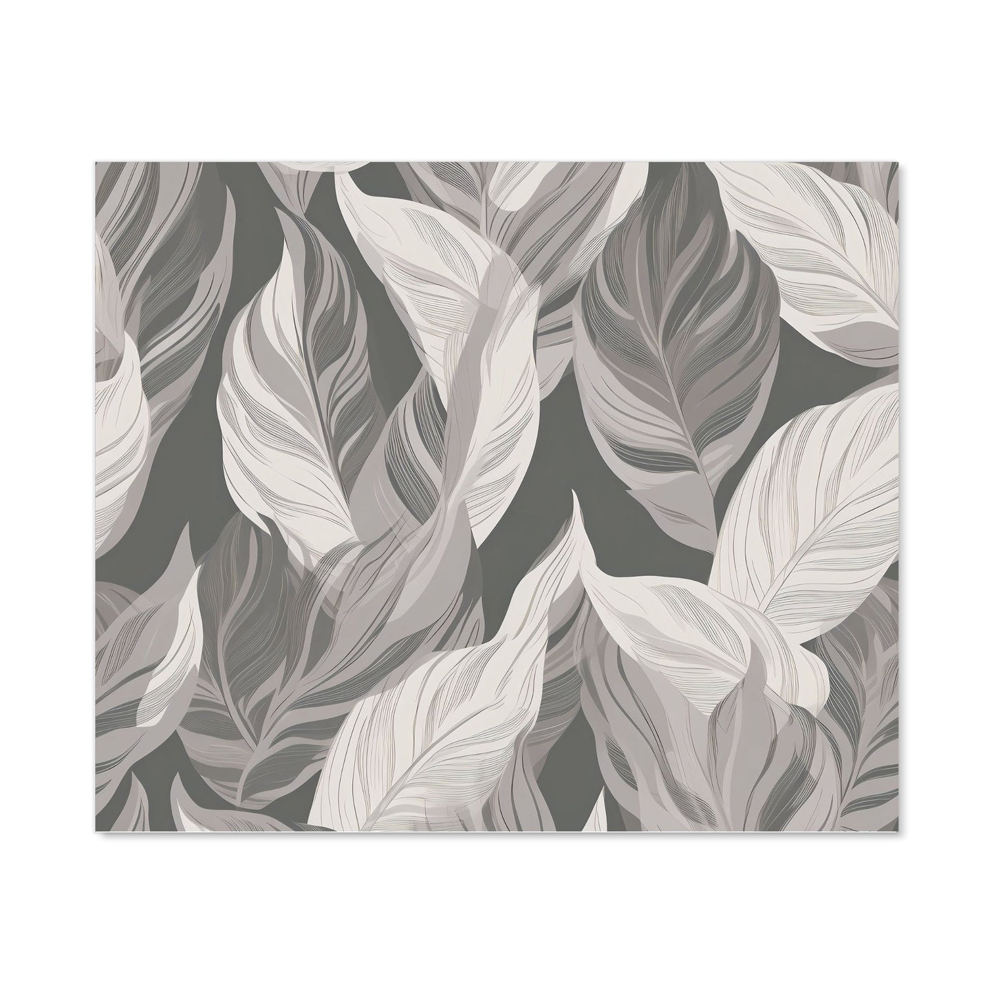 Grey Floral Leaves Kitchen Splashback