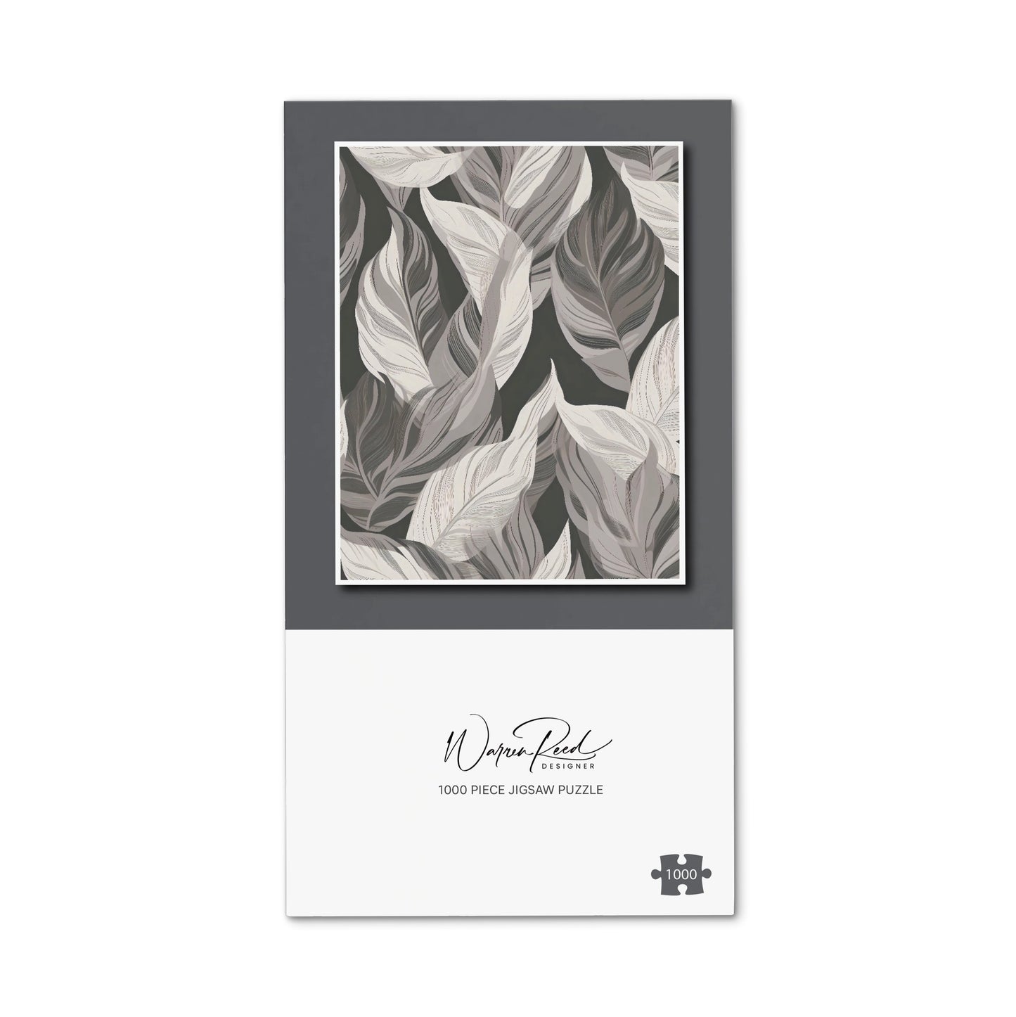 Grey Floral Leaves Jigsaw Puzzle