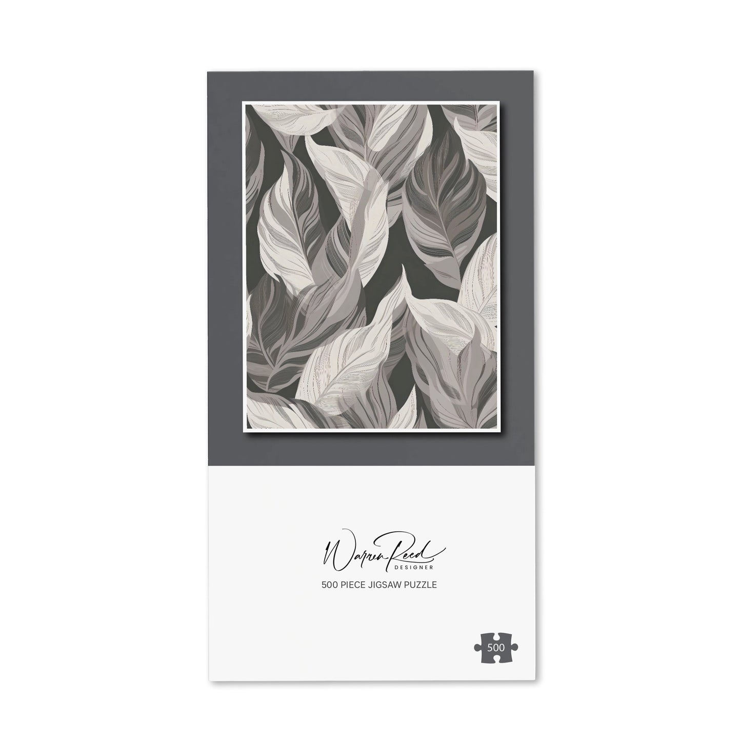 Grey Floral Leaves Jigsaw Puzzle