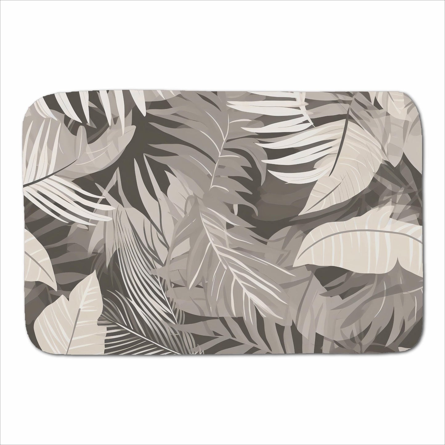 Grey Brown Tropical Leaves Sherpa Blanket