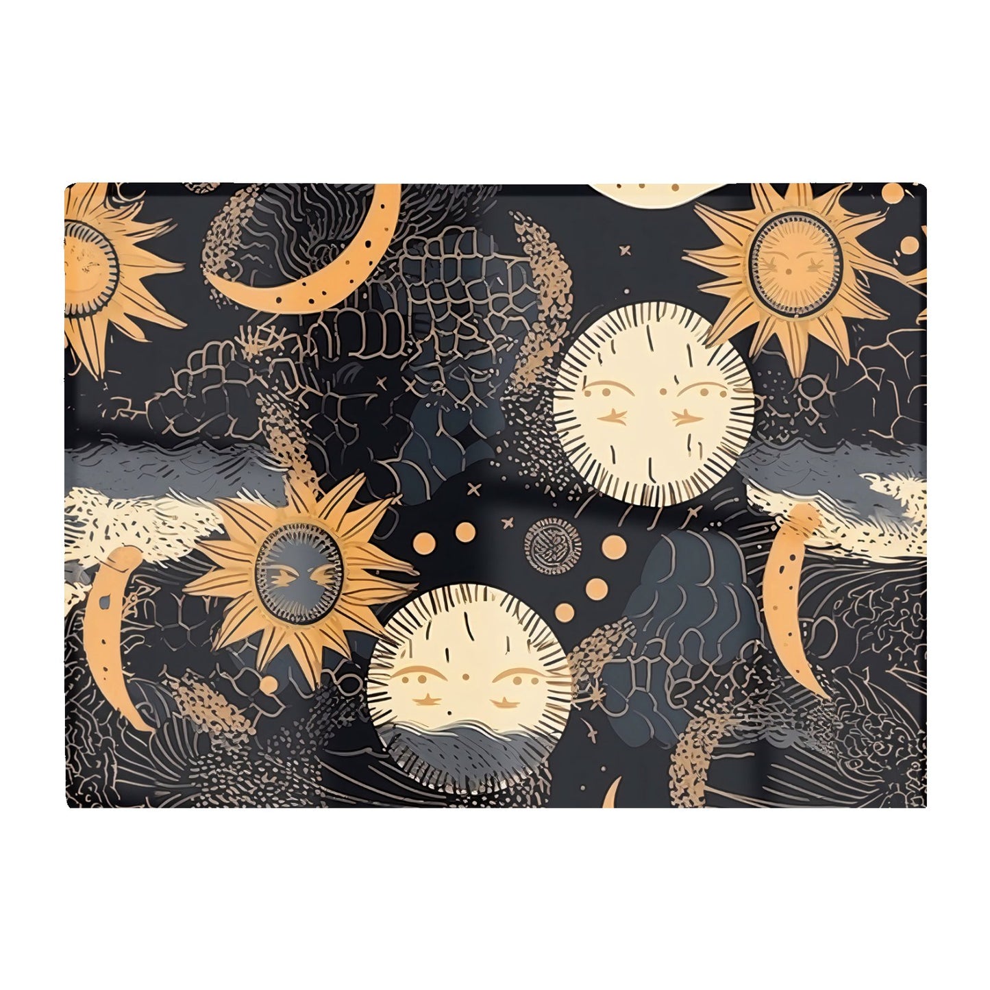 Gold Sun And Moon Glass Chopping Board
