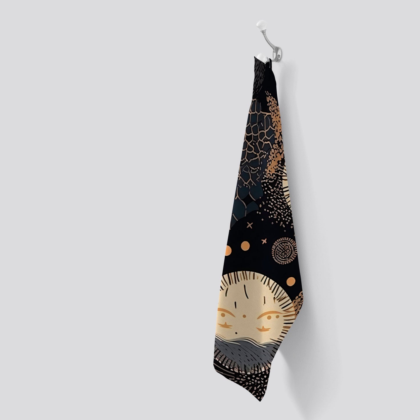 Gold Sun and Moon Tea Towel