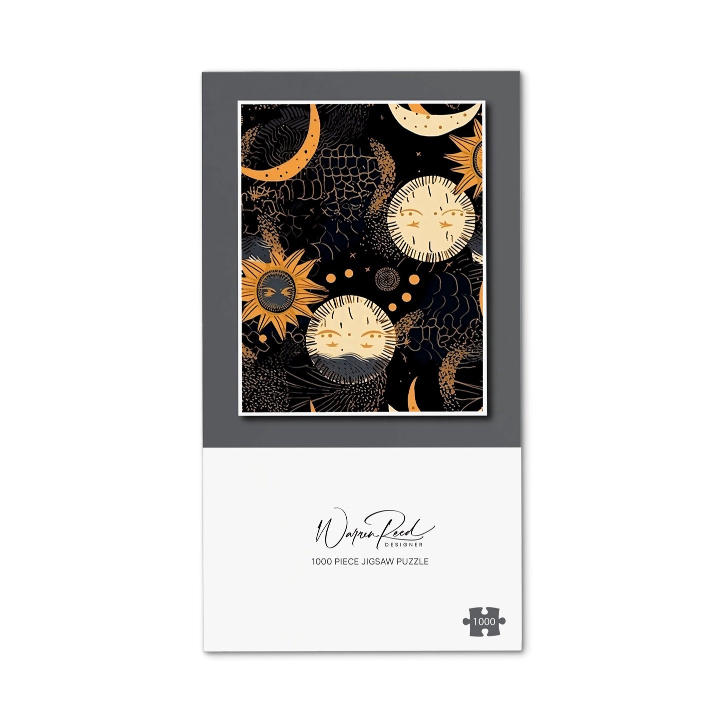 Gold Sun and Moon Jigsaw Puzzle