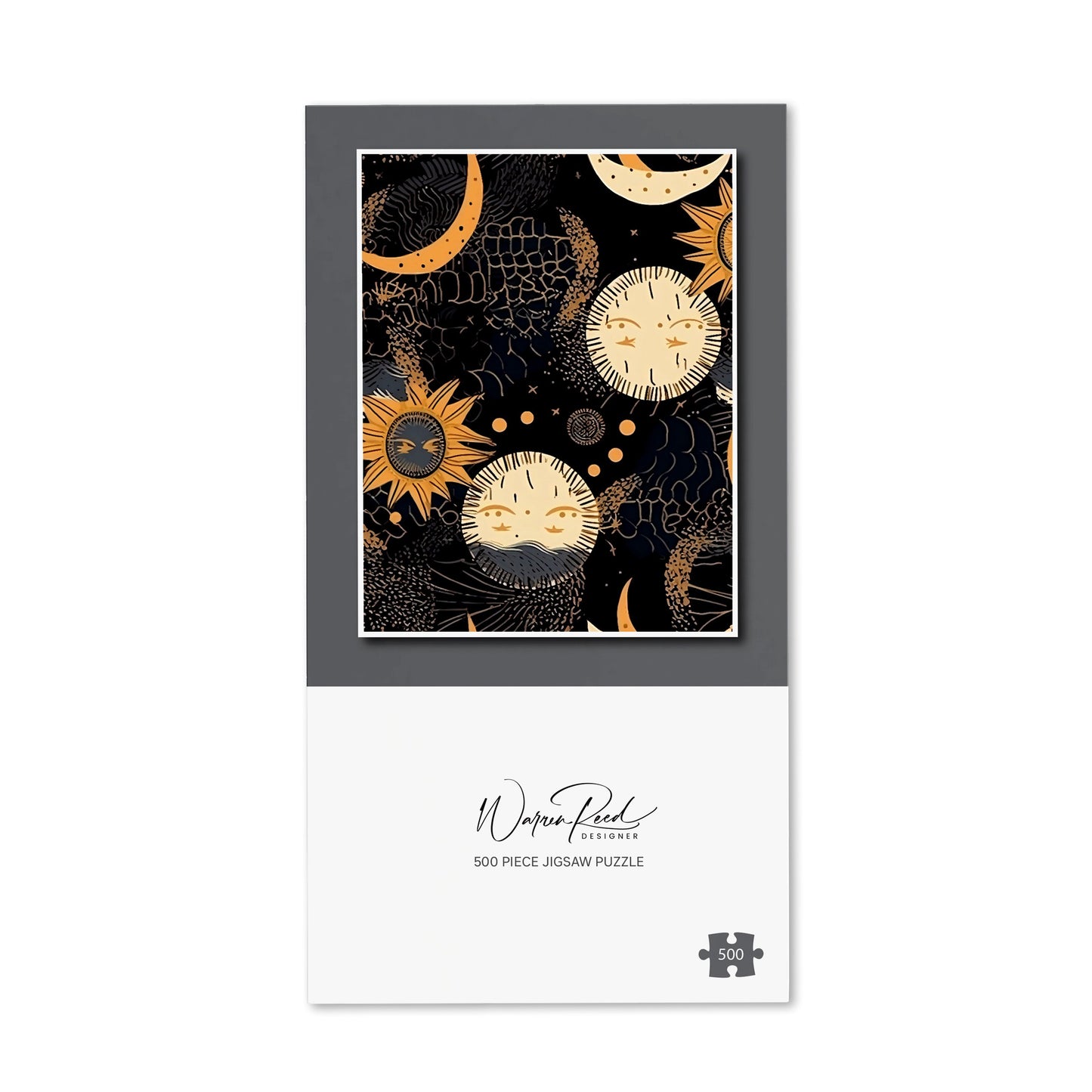 Gold Sun and Moon Jigsaw Puzzle
