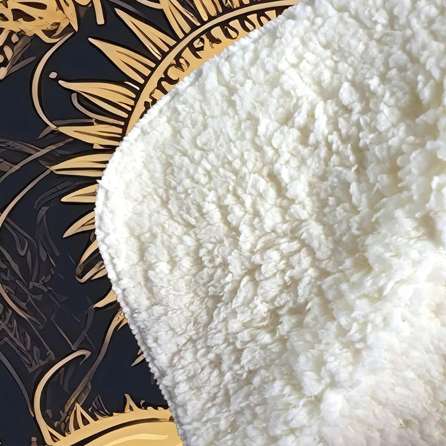 Moon and Sun Gold Blue Sherpa Blanket