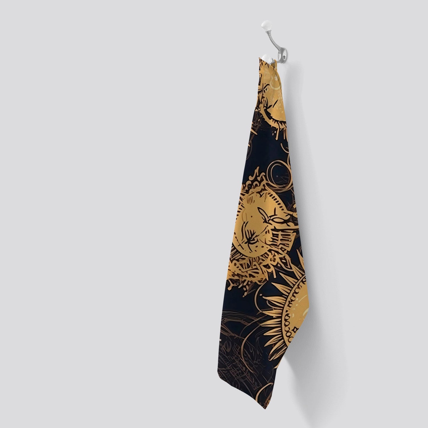 Moon and Sun Gold Blue Tea Towel