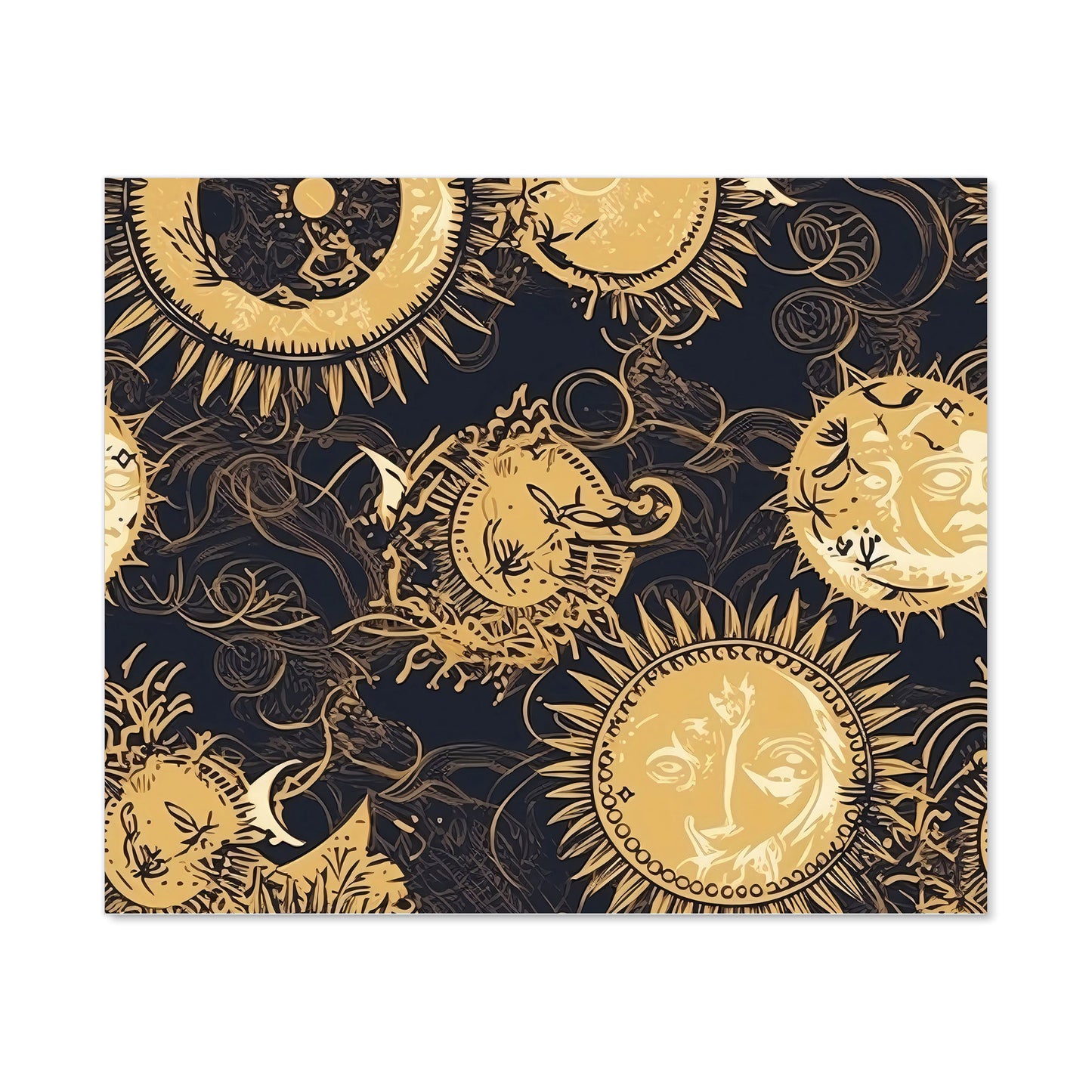 Moon and Sun Gold Blue Kitchen Splashback