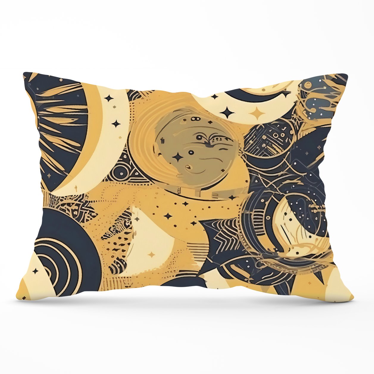 Blue Gold Moon and Sun Cushions